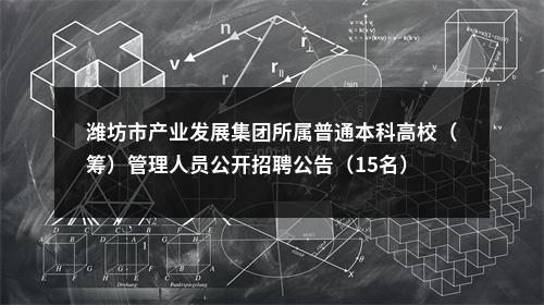 潍坊市产业发展集团所属普通本科高校（筹）管理人员公开招聘公告（15名） 图片