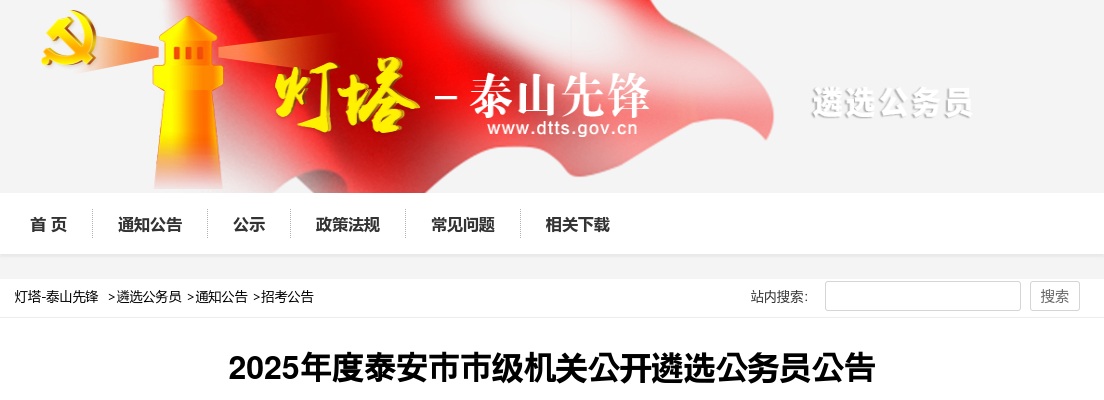 2025年度泰安市市级机关公开遴选公务员公告 图片