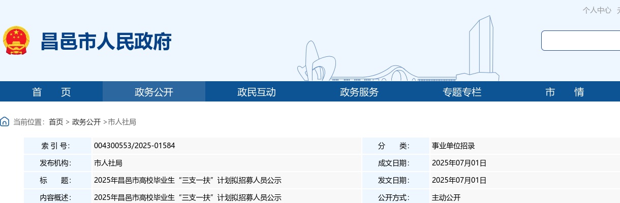 2025年潍坊昌邑市高校毕业生“三支一扶”计划拟招募人员公示 图片