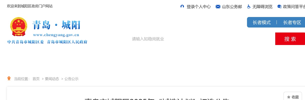 2025年青岛市城阳区“城选计划”初选公告 图片